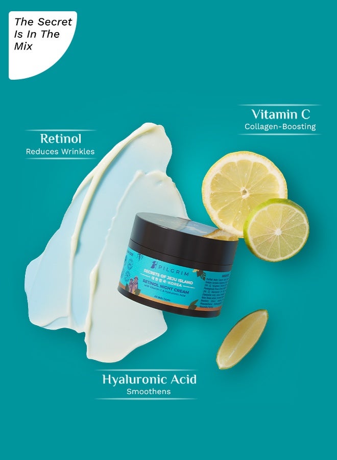 بيلجريم كريم ريتينول الكوري الليلي المضاد للشيخوخة (50 جم) مع حمض الهيالورونيك وفيتامين سي | اكتشفي بشرة شابة، خالية من التجاعيد ومشرقة | كريم مضاد للشيخوخة للبشرة الدهنية والجافة | للجنسين - Image 3