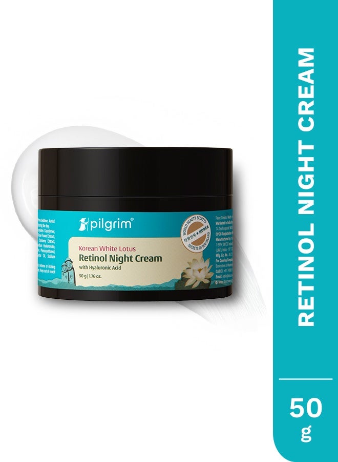 PILGRIM Korean Retinol Anti Aging Night Cream (50gm) with Hyaluronic Acid & Vitamin C |Discover young, wrinkle-free & radiant skin| Anti aging cream for oily & dry skin| For Unisex