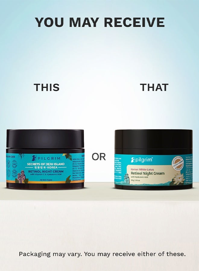 بيلجريم كريم بيلغريم الكوري الليلي المضاد للشيخوخة بالريتينول (50 جم) مع حمض الهيالورونيك وفيتامين سي | اكتشفي بشرة شابة، خالية من التجاعيد، ومشرقة | كريم مضاد للشيخوخة للبشرة الدهنية والجافة | للجنسين - Image 2