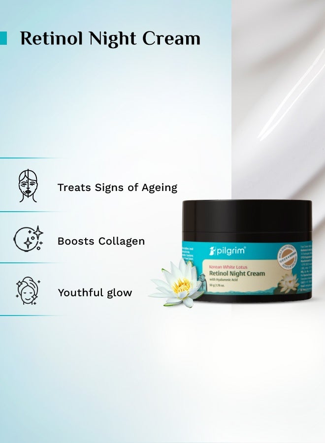 بيلجريم كريم بيلغريم الكوري الليلي المضاد للشيخوخة بالريتينول (50 جم) مع حمض الهيالورونيك وفيتامين سي | اكتشفي بشرة شابة، خالية من التجاعيد، ومشرقة | كريم مضاد للشيخوخة للبشرة الدهنية والجافة | للجنسين - Image 3