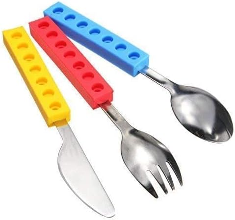 VANVENE Toddler Utensils and Brick Toys  Set of 3 Interlocking Block Kids Silverware  Toddler Fork and Spoon Set with Toddler KnifeNonBPA Kids Cutlery and Kid Safe Stainless Steel Silverware3 Years Up - Image 4