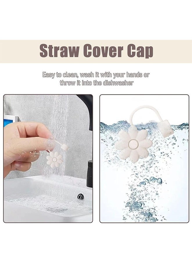Generic - 4 Pcs Flower Straw Covers Toppers for Stanley Cups 30&40 Oz Tumbler Accessories Silicone Straw Caps Reusable Straw Tips Protectors for Stanley Cup 10mm 0.4 inch Straws (pink) - Image 1