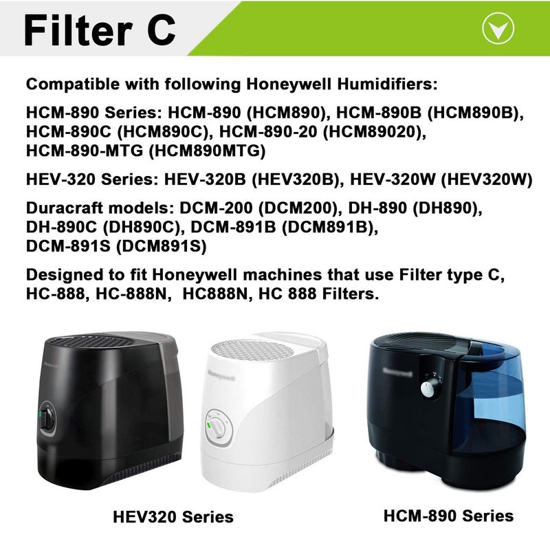 Lemige مجموعة من 6 فلاتر من سلسلة Lemige HC888 متوافقة مع HC-888 HC-888N HC-888 HC-888N سلسلة HCM-890 HEV-320 متوافقة مع Duracraft DCM-200 DH-890 - Image 2