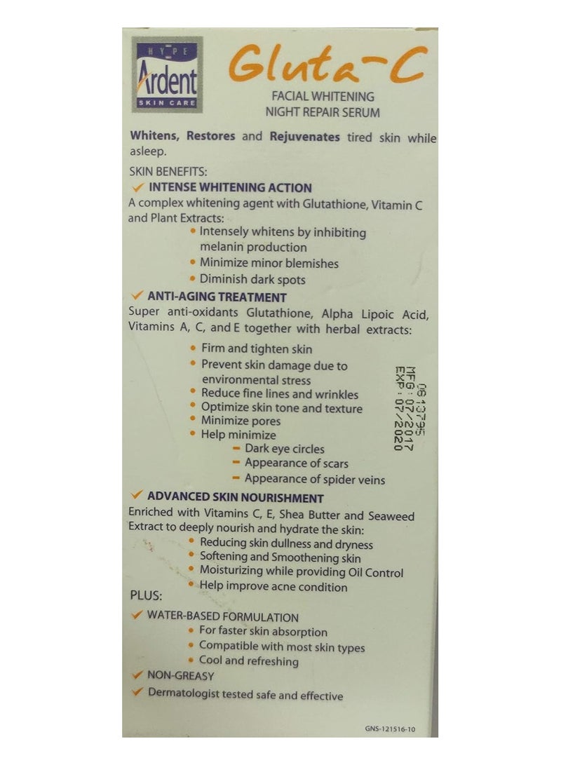 GLUTA C Gluta-C Intense Whitening Facial Night Repair Serum 30 ML - Image 2