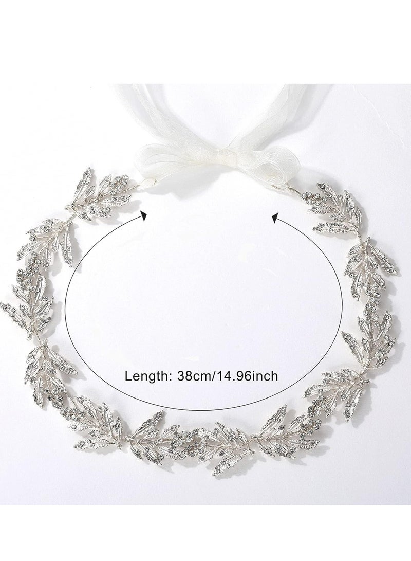 Loquat Silver Leaf Bridal Headband  Flower Girl Headpiece, Handmade Wedding Hair Accessory for Bride. - Image 2