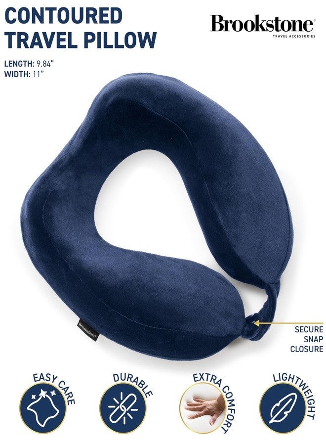 Brookstone Neck Travel Pillow - Lightweight Contoured Memory Foam Stuffable Travel Neck Pillow for Sleeping, Car, & Airplane, Size One Size, Blue - Image 2