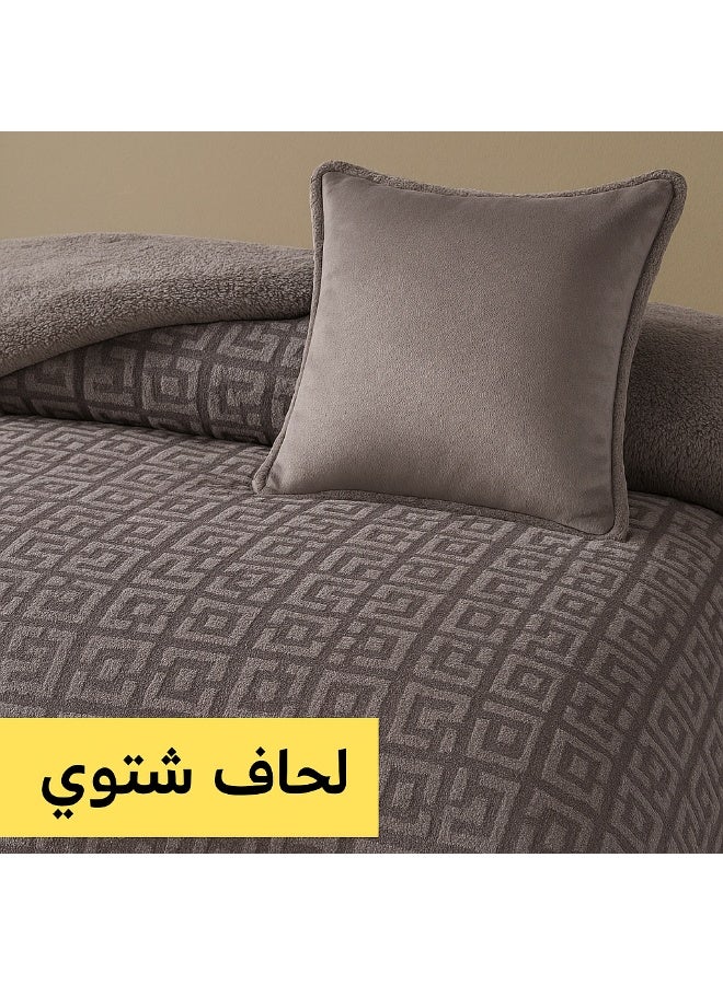 مينج لي مفرش شتوي نفر ونص نظام وجهين (مخمل × فرو) – طقم مفارش 4 قطع يشمل لحاف، شرشف مطاطي، غطاء وسادة وغطاء مخدة، يناسب سرير مقاس 140×200 سم - Image 5