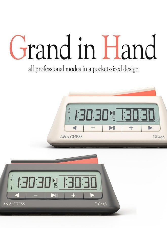 A&A Chess Clock, Digital Chess Timer with 36 Tournament Modes, Stylish Minimalist Design with Rocker, Portable Timer for Chess & Board Games (Black) - Image 3
