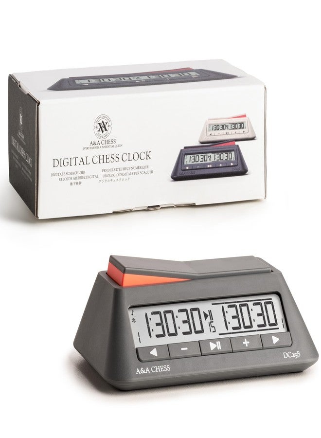 A&A Chess Clock, Digital Chess Timer with 36 Tournament Modes, Stylish Minimalist Design with Rocker, Portable Timer for Chess & Board Games (Black) - Image 5