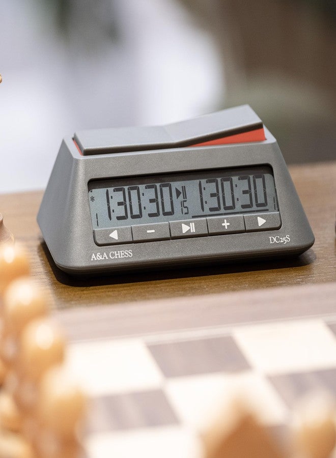 A&A Chess Clock, Digital Chess Timer with 36 Tournament Modes, Stylish Minimalist Design with Rocker, Portable Timer for Chess & Board Games (Black) - Image 2