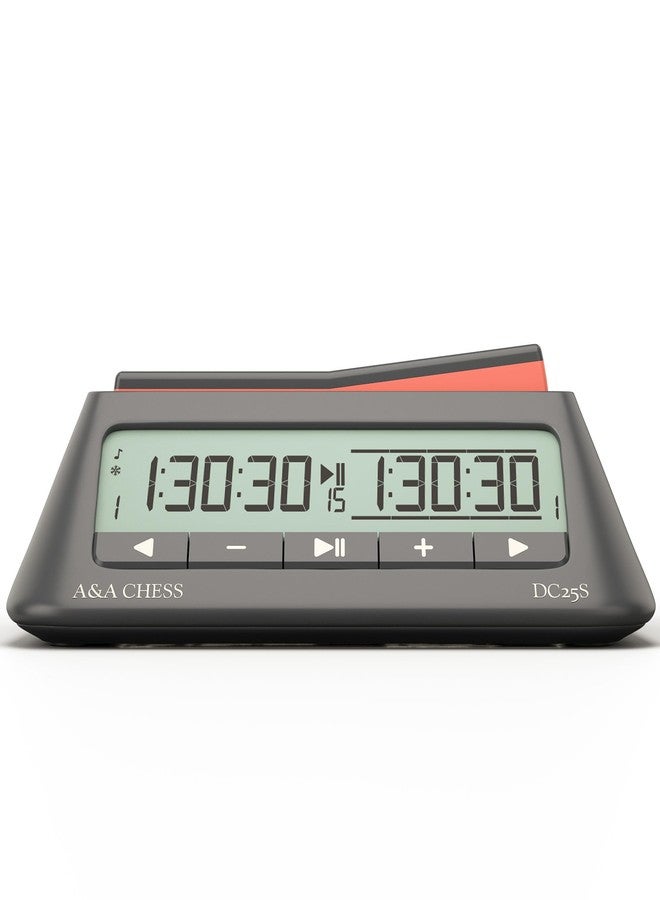 A&A Chess Clock, Digital Chess Timer with 36 Tournament Modes, Stylish Minimalist Design with Rocker, Portable Timer for Chess & Board Games (Black) - Image 1