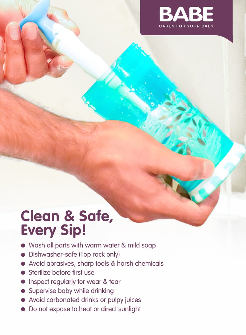 BABE - Baby Sipper Cup 360 Degree, 3 Months, BPA Free, Spill-Resistant, Blue - Image 5