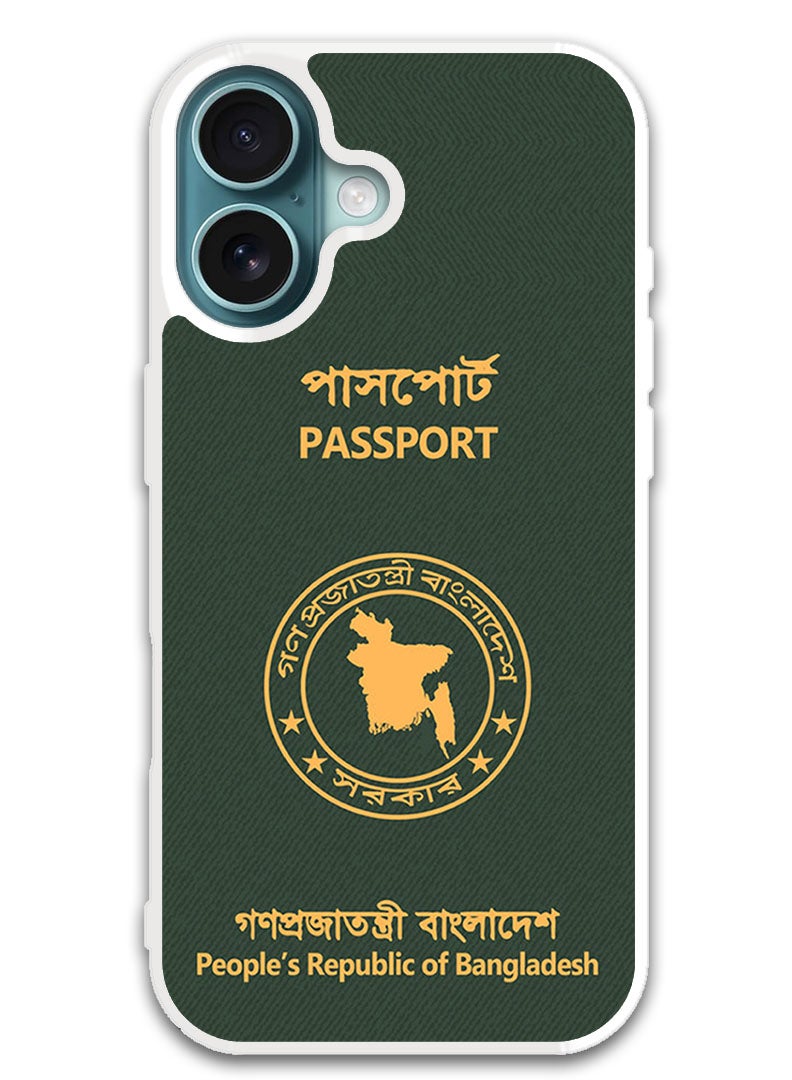 Theodor Protective Case Cover For APPLE IPHONE 16 Plus Bangladesh Passport (White Bumper) - Image 1