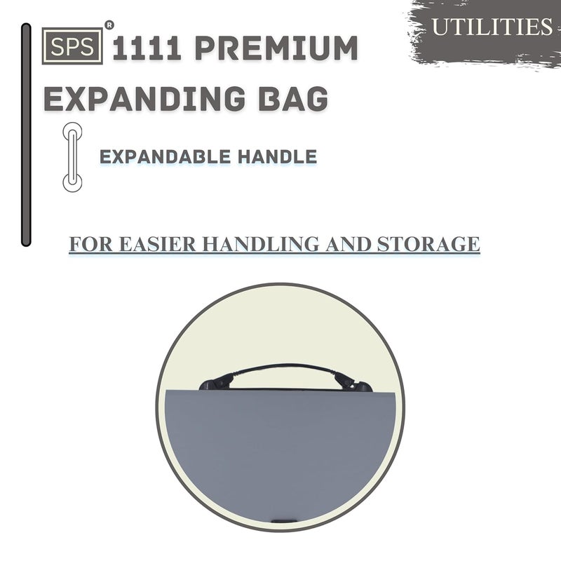 sps 13 Pocket Expanding File Folder with Buckle Closure,Label Index and Handle for A4/Foolscap/Legal Documents (Grey) - Image 3