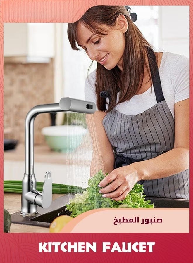 3-في-1 صنبور مطبخ شلال ، 360 درجة صنبورات مطبخ الحمام المعدني الدوار استبدال رأس الصنبور الدوار العالمي تصميم حديث صنابير الحوض خلاط للمطبخ - Image 2