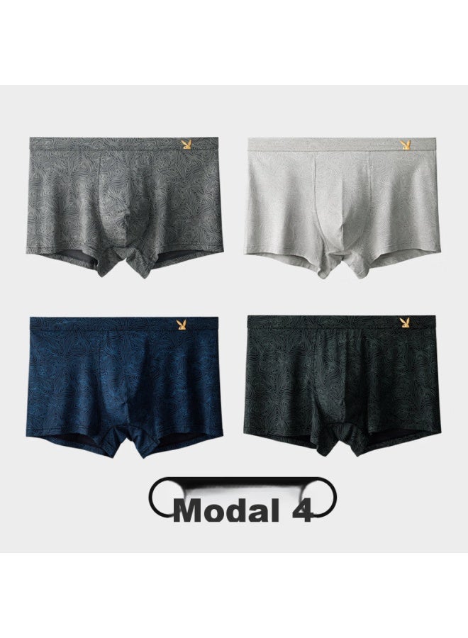 PLAYBOY Playboy Men's Underwear [modal Antibacterial] Men's Boxer Briefs Breathable Loose Shorts 4-pack  - Image 4