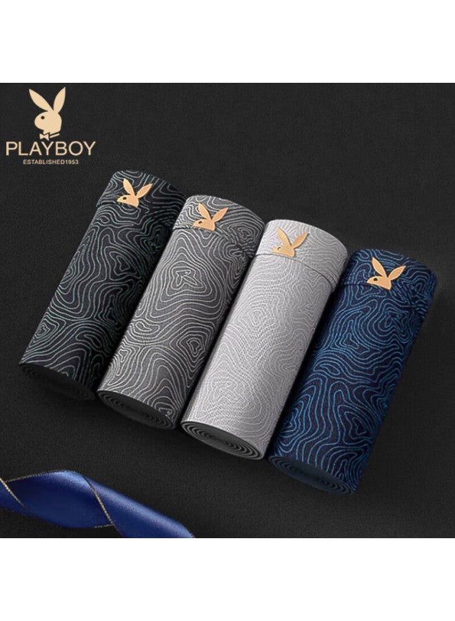 PLAYBOY Playboy Men's Underwear [modal Antibacterial] Men's Boxer Briefs Breathable Loose Shorts 4-pack  - Image 1