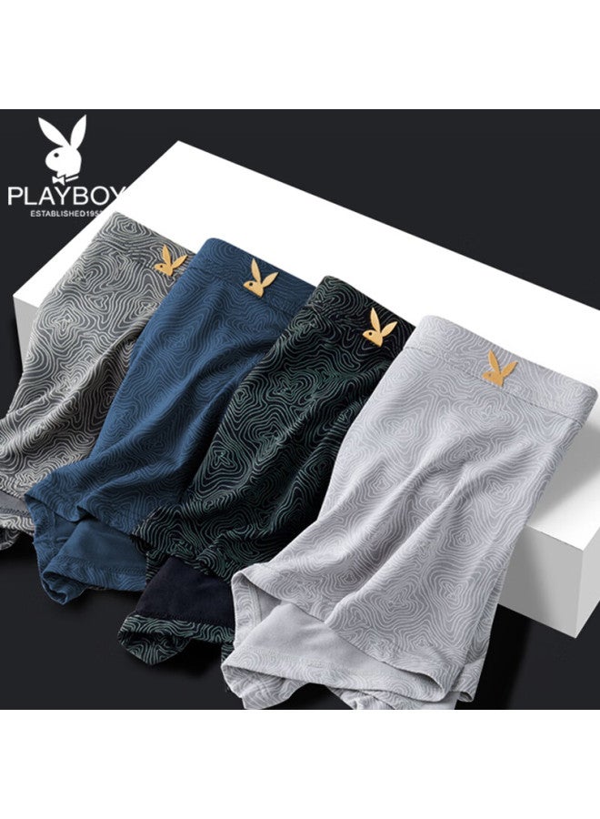 PLAYBOY Playboy Men's Underwear [modal Antibacterial] Men's Boxer Briefs Breathable Loose Shorts 4-pack  - Image 5