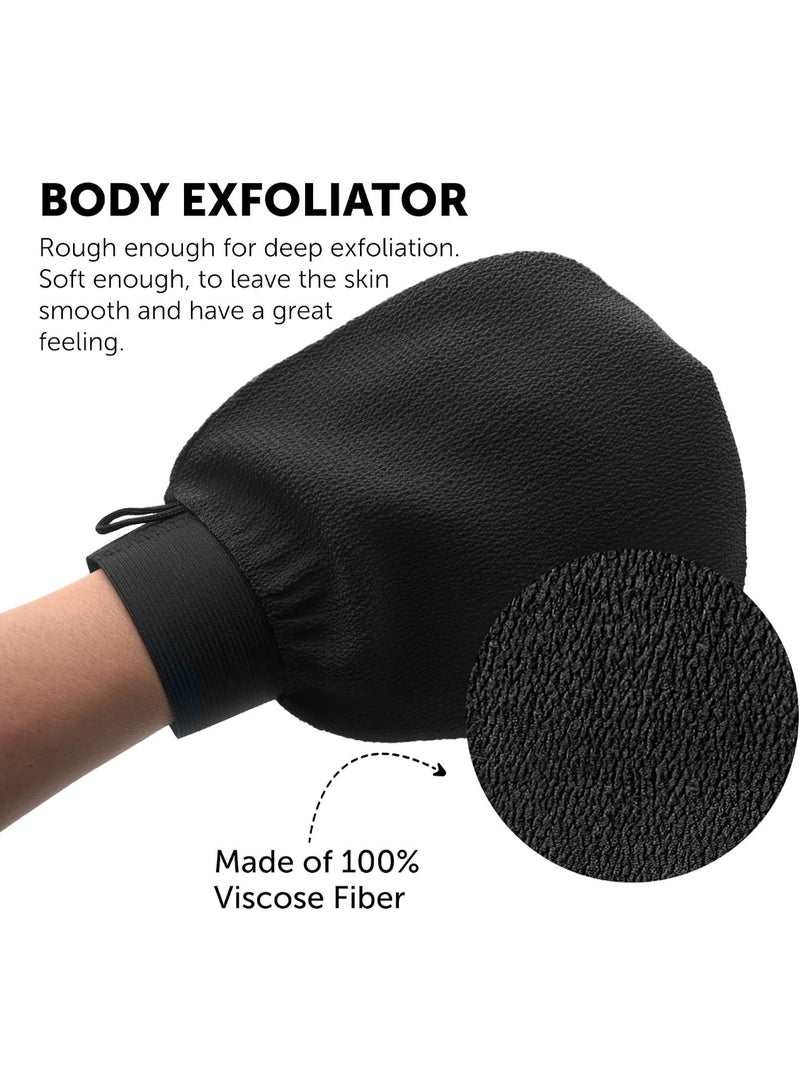 Hugifts 1 Pair Black Korean Exfoliating Body Gloves, Shower Scrub Mitt for Removing Dead Skin, Full‑Body Skin Renewal - Image 5