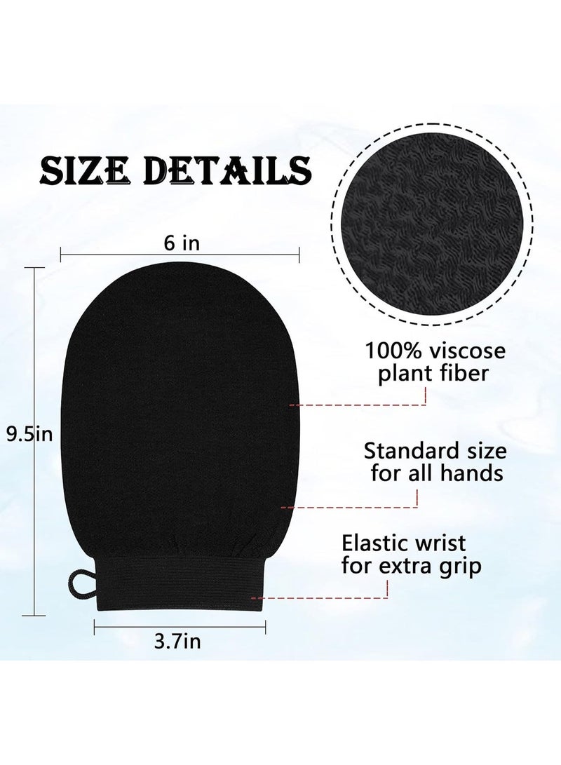 Hugifts 1 Pair Black Korean Exfoliating Body Gloves, Shower Scrub Mitt for Removing Dead Skin, Full‑Body Skin Renewal - Image 2