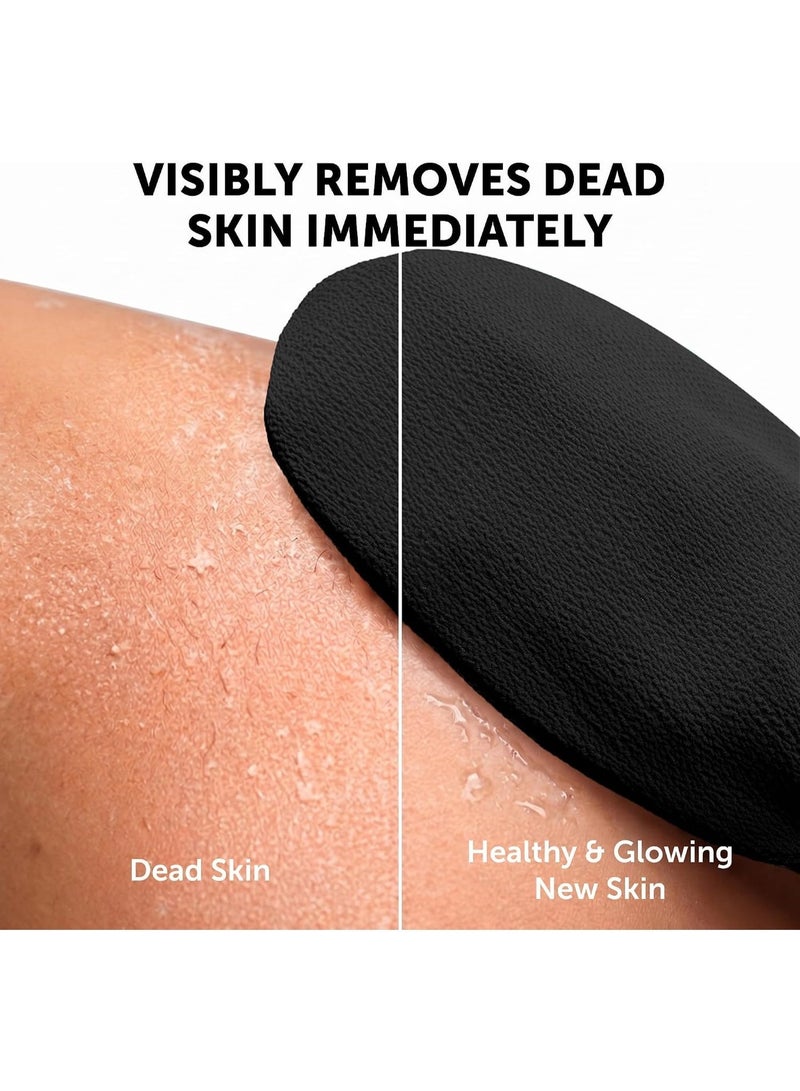 Hugifts 1 Pair Black Korean Exfoliating Body Gloves, Shower Scrub Mitt for Removing Dead Skin, Full‑Body Skin Renewal - Image 3