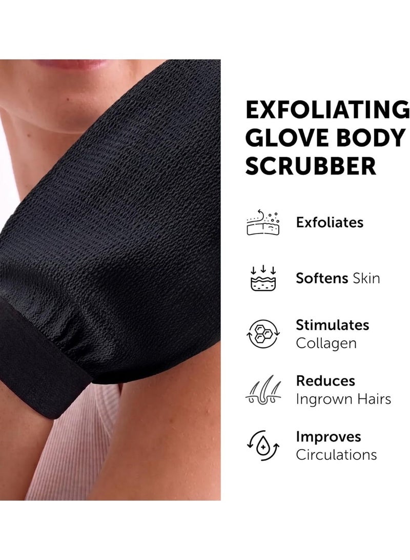 Hugifts 1 Pair Black Korean Exfoliating Body Gloves, Shower Scrub Mitt for Removing Dead Skin, Full‑Body Skin Renewal - Image 4