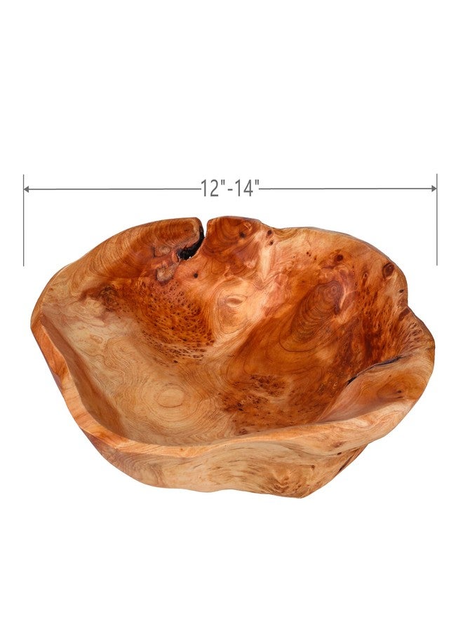 BIGPIPI Wooden Bowl for Decor, Natural Shape Solid Wood Carved Fruit Bowl, Decorative Wooden Bowl for Table Centerpiece Office Home Decor, Multipurpose Candy Keys Serving Bowls (Large 12"-14") - Image 2