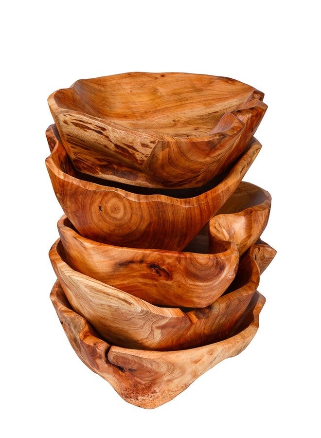BIGPIPI Wooden Bowl for Decor, Natural Shape Solid Wood Carved Fruit Bowl, Decorative Wooden Bowl for Table Centerpiece Office Home Decor, Multipurpose Candy Keys Serving Bowls (Large 12"-14") - Image 3