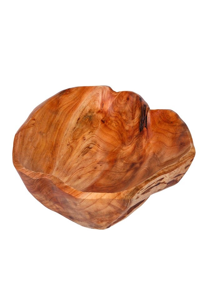 BIGPIPI Wooden Bowl for Decor, Natural Shape Solid Wood Carved Fruit Bowl, Decorative Wooden Bowl for Table Centerpiece Office Home Decor, Multipurpose Candy Keys Serving Bowls (Large 12"-14") - Image 1