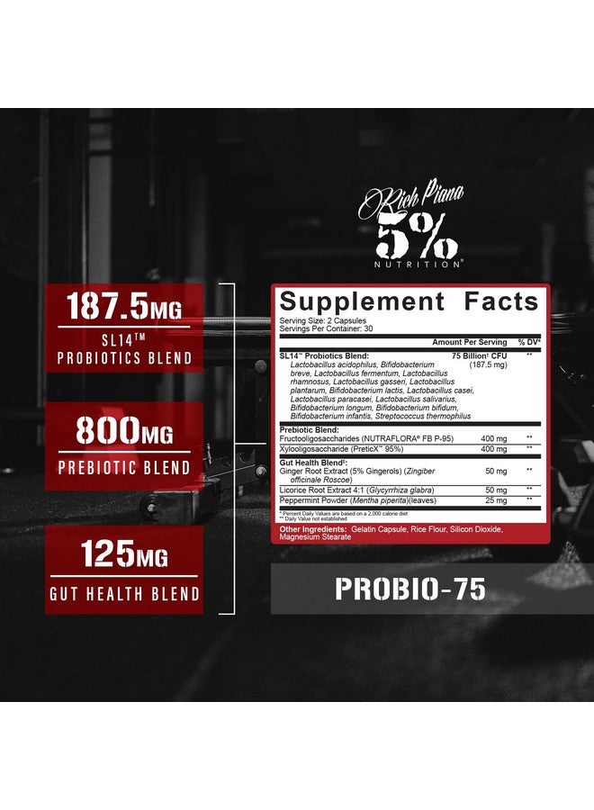 5% Nutrition Rich Piana Probio-75 Billion CFUs | Vegan, 14 Unique Strains - Image 2