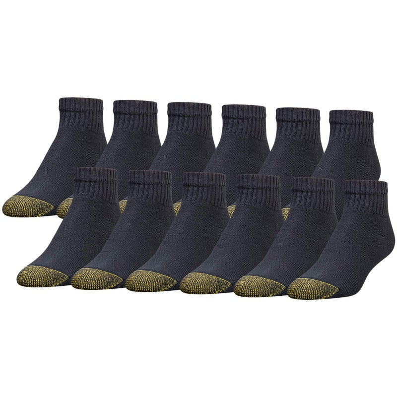 GOLDTOE Men's 656P Cotton Ankle Athletic Socks, Multipairs, Black (12-Pairs), X-Large - Image 1