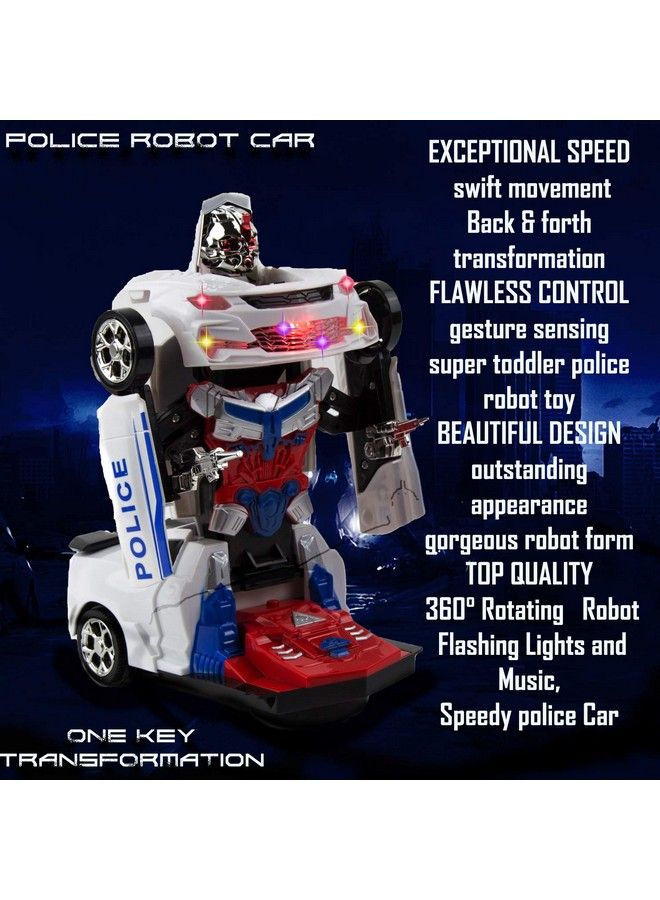 Toysery سيارة شرطة روبوت متحولة مع ضوء، سيارات شرطة روبوت ذكية للأطفال، سيارة سباق تتحول إلى لعبة روبوت، ألعاب سيارات روبوت للأطفال من عمر 7 إلى 9 سنوات - Image 5