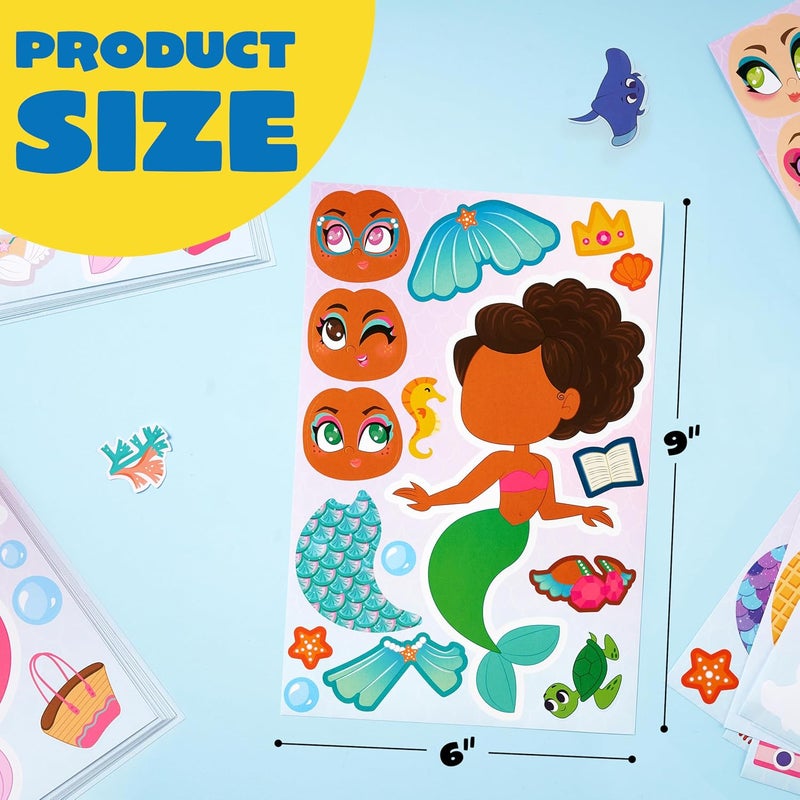 JOYIN 24 Sheets 9"x6" Make a face Stickers for Kids, Make Your Own Mermaid Stickers, Party Favors Kids Crafts, Goodie Bags Stuffers Classroom Activities - Image 5