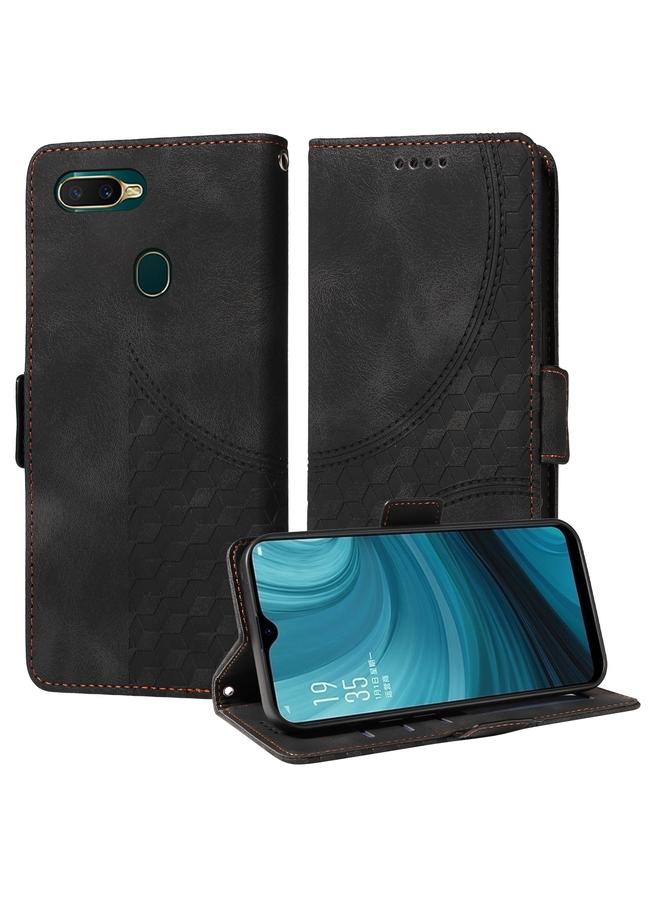 erorex Case For OPPO A7 / A5S / A12 / A11K Embossed Rhombus Starry Leather Phone Case - Image 1