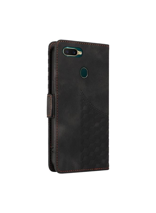 erorex Case For OPPO A7 / A5S / A12 / A11K Embossed Rhombus Starry Leather Phone Case - Image 3