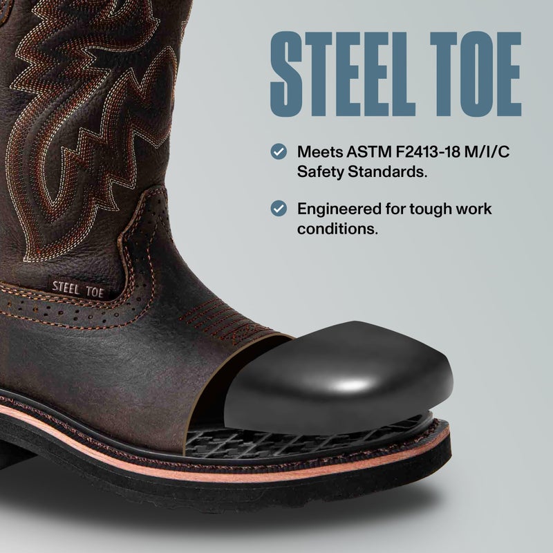 EVER BOOTS Cowboy Boots Men Western Square Steel Toe Botas Vaqueras DB 7 - Image 3