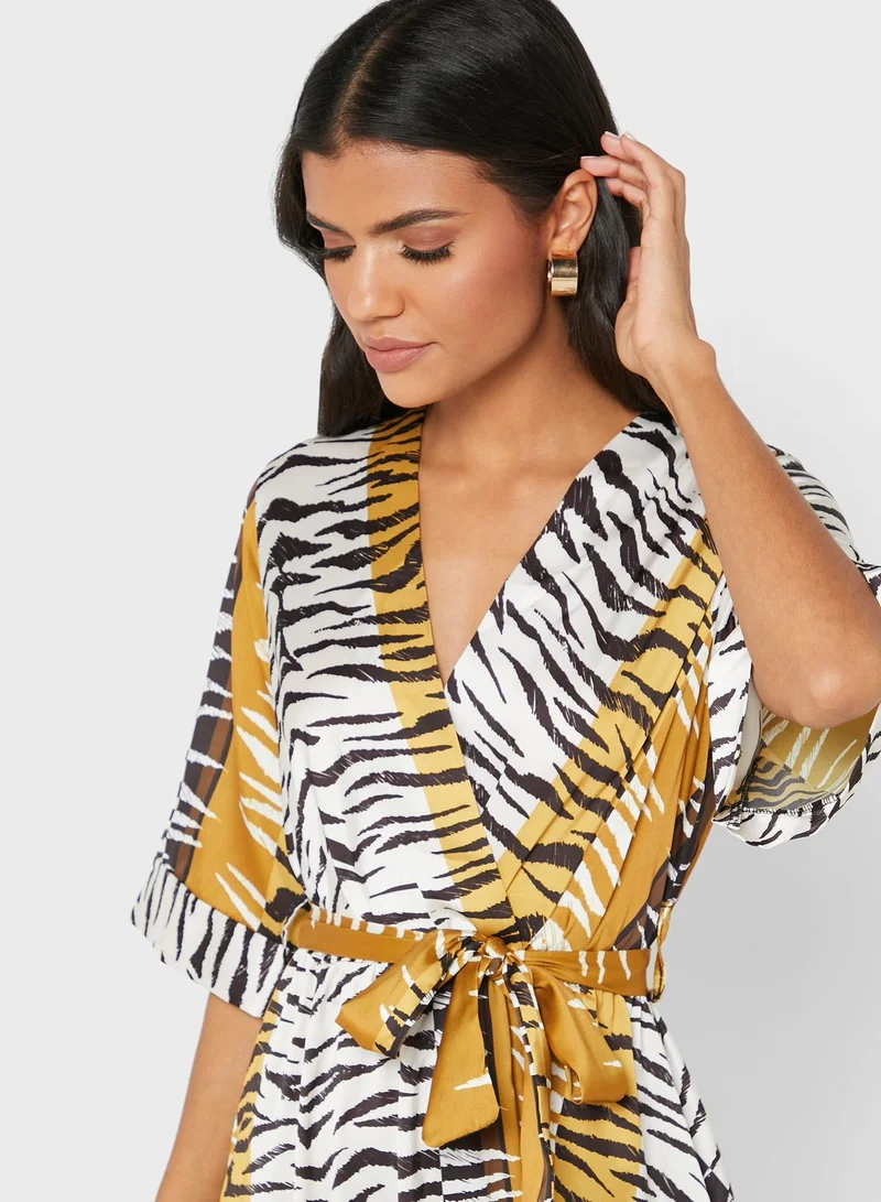 ELLA Zebra Print Wrap Front Maxi Dress
