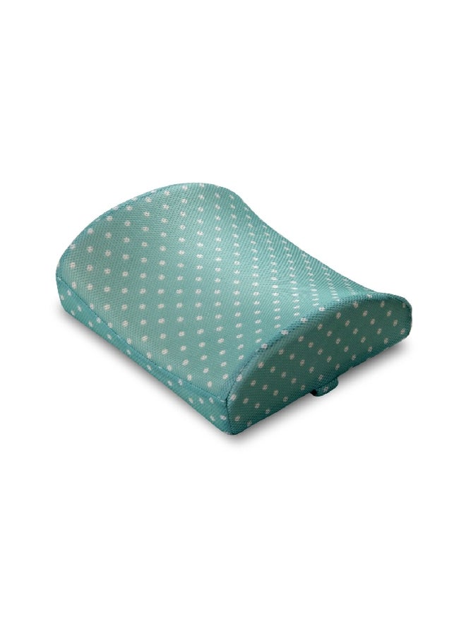 High Quality Memory Foam Lumbar Back Support Pillow Green and White  12 x 34 x 31 cm MNP-006