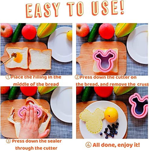 BANIC Uncrustable Sandwich Cutter, 24Pcs Sandwich Cutter and Sealer Set, Crustless Sandwich cutter Shapes Butterfly Unicorn Dino ect, Lunch & Bento Box Accessories,Bread Fruit Cookie Cutters for kids - Image 5