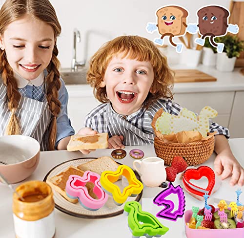BANIC Uncrustable Sandwich Cutter, 24Pcs Sandwich Cutter and Sealer Set, Crustless Sandwich cutter Shapes Butterfly Unicorn Dino ect, Lunch & Bento Box Accessories,Bread Fruit Cookie Cutters for kids - Image 4