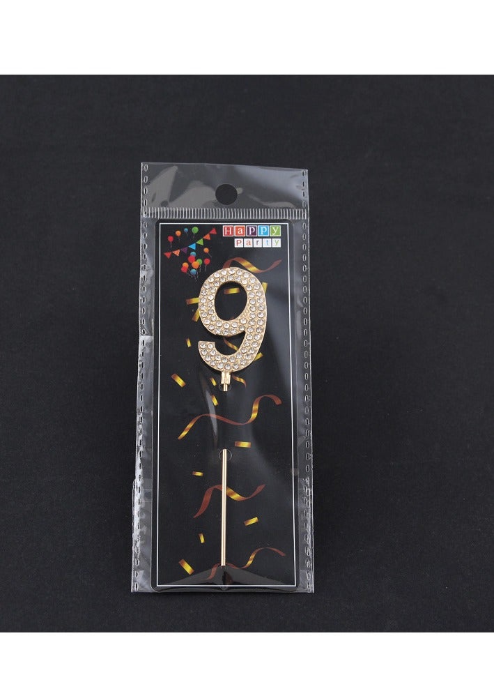 Creative Golden 0 - 9 Numbers cake insert Rhinestones for Cake party Decoration - Image 2