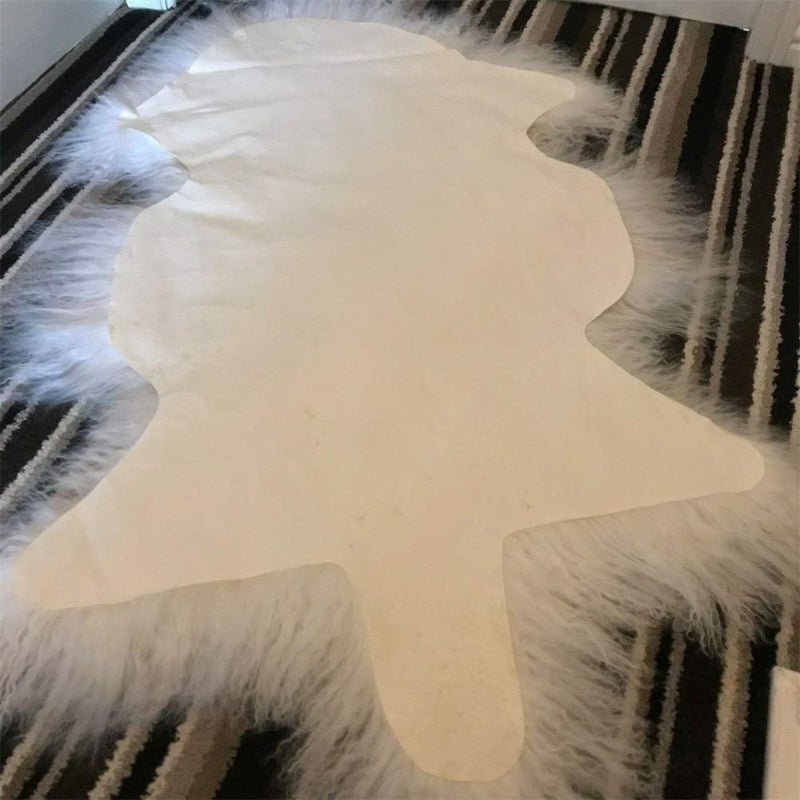 Seek4comfortable Genuine Tibetan Mongolian Sheepskin Fur Rug Hide Pelt Throw Rug Lamb Wool Carpet Curly Fur Used for Area Rug or Across Armchair - Image 2