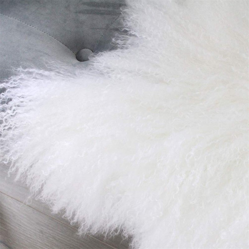 Seek4comfortable Genuine Tibetan Mongolian Sheepskin Fur Rug Hide Pelt Throw Rug Lamb Wool Carpet Curly Fur Used for Area Rug or Across Armchair - Image 5