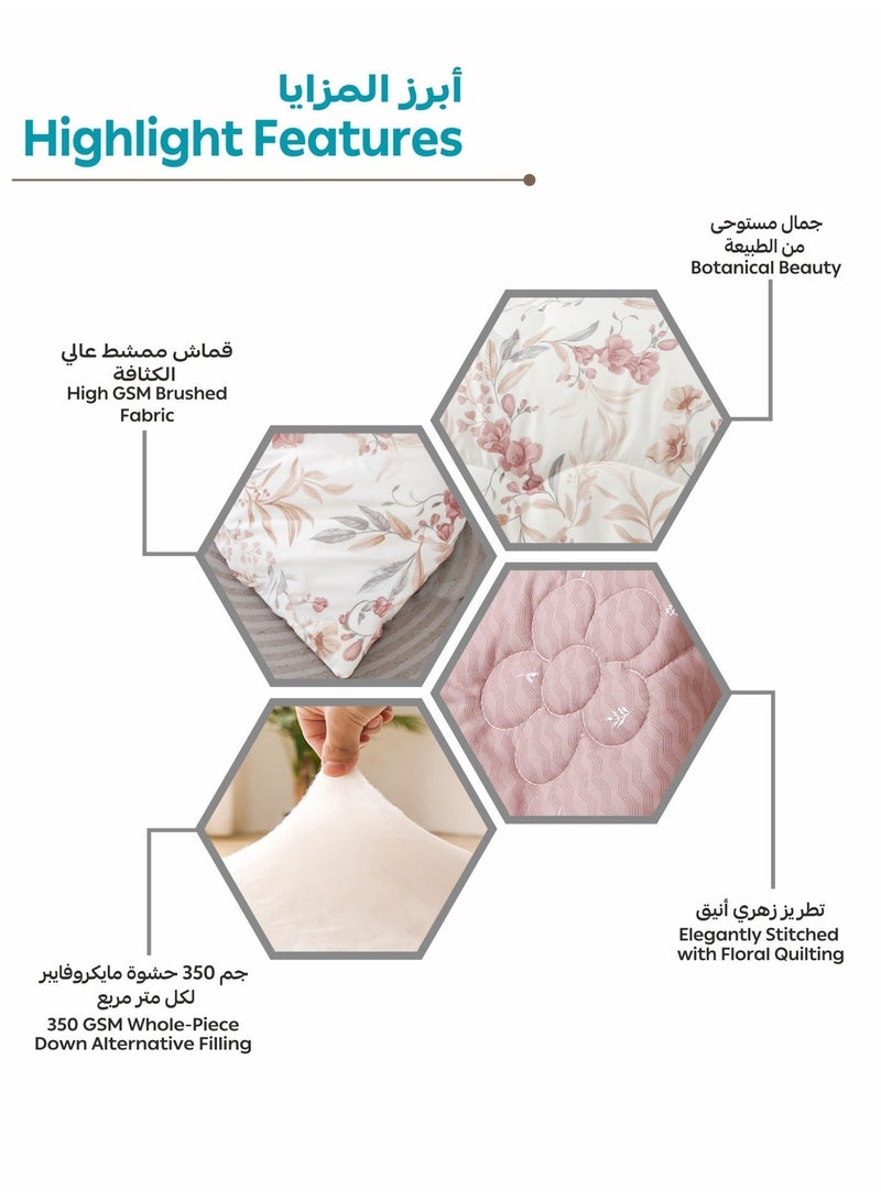 Donetella 6-Pcs Printed King Comforter Set | Fits 200x200 cm Size Bed | Soft Brushed Microfiber | Reversible Printed Comforter | 350 GSM Down Alternative Fill - Image 5