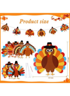 HOWAF Glitter Gobble Turkey Banner, 27Pcs Happy Thanksgiving Decoration Garland Banner Gobble Gobble Gobble Diy Bunting Banner For Thanksgiving Friendsgiving Party Fireplace Mantle Decor Supplies  - Image 3