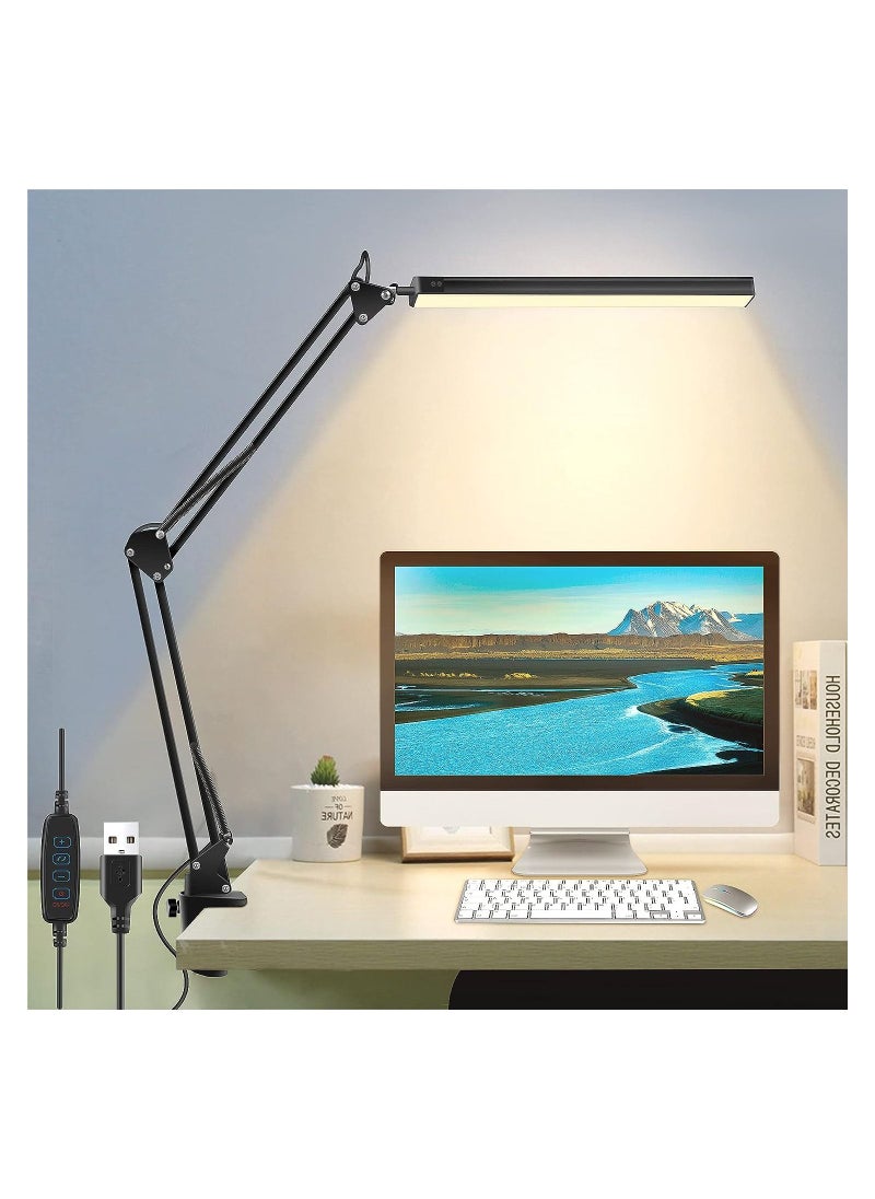 Arabest LED Desk Lamp with Clamp, Eye-Caring Table Lamp for Home Office,3 Lighting 10 Brightness,360 Degree Spin Reading Light with Memory Function(Black)  - Image 1