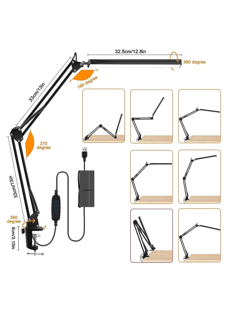 Arabest LED Desk Lamp with Clamp, Eye-Caring Table Lamp for Home Office,3 Lighting 10 Brightness,360 Degree Spin Reading Light with Memory Function(Black)  - Image 4