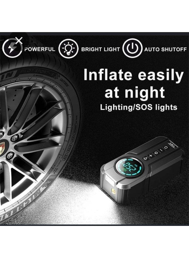 جهاز Yx1920 منفاخ سيارة ديجيتال 🚗  منفاخ للعجل و الكور و البور بانك لشحن الفون و  كمان كشاف لطوارئ🔦  هتحتاجه علي مدار يومك او ف سفرك 🫣 مفيش غني عنه ف العربيه و السفر ✅ حجم صغير بالنسبه ل قوه هذا المنتج ✅ عجله العربيه لو نامت متقلقش بعد كدا 💣   ضاغط هواء محمول لنفخ الإطارات - منفاخ إطارات قوي بقوة 6  امبير/مضخة هواء كهربائية سريعة مع مقياس ضغط رقمي لعجلات السيارات والدراجات النارية والكرات  وهالمعايير الفنية  الموديل:YX1920‏  دقة القياس: الأرض 1.0PS‏  جهد دخل الشحن: 5 فولت-2 أمبير جهد التشغيل: 14.8 فولت  الحد الأقصى للتيار: - Image 2