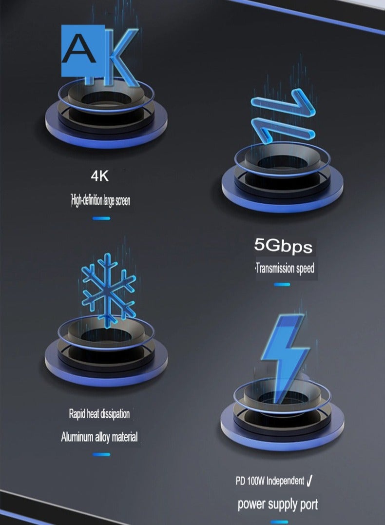 AROAQ Type C To HD Multimedia Interface Adapter, Portable Multiport USB C Hub, Durable Fast Transfer 3-in-1 Type C Adapter, HD Display HDMI Cable Docking Station, (Three-in-one HDMI4k+USB3.0+PD100W) - Image 4