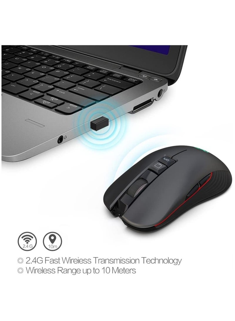 HXSJ T30 Wireless Gaming Mouse 3600 DPI Rechargeable 7 Color Back-light Breathing Comfort Gamer Mice For Computer Desktop Laptop - Image 3